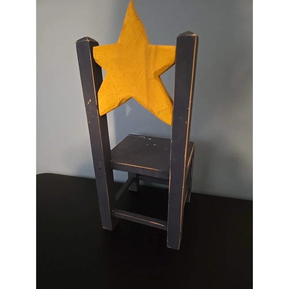 Vintage Interior Accents Americana Collection Painted Mini Doll‎ Chair Star